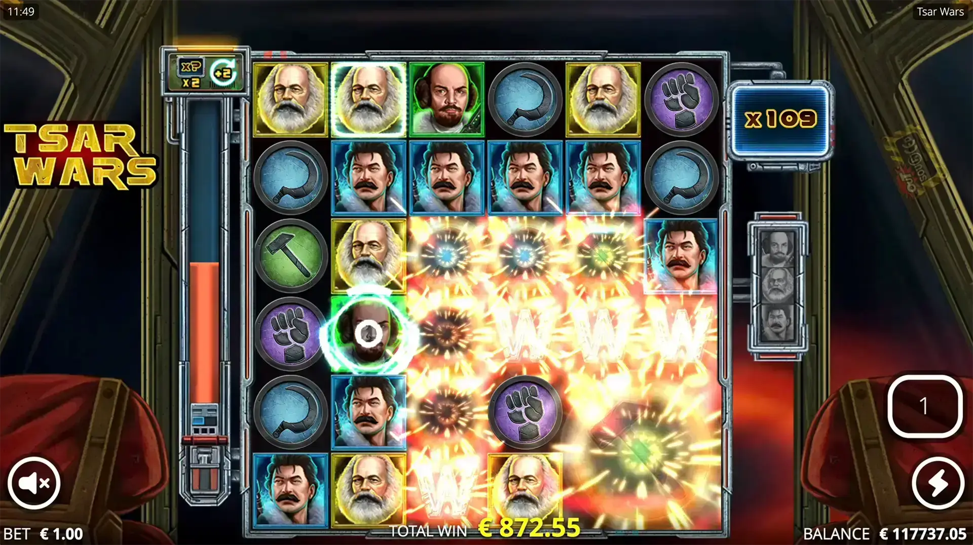 Tsar Wars Slot Side Spins Explosion